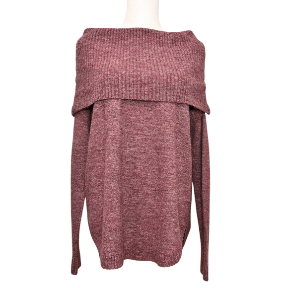 Dreamers Mauve Pink Wide Cowl Neck Long Sleeve Sweater Oversized XS Stretch - Picture 1 of 6